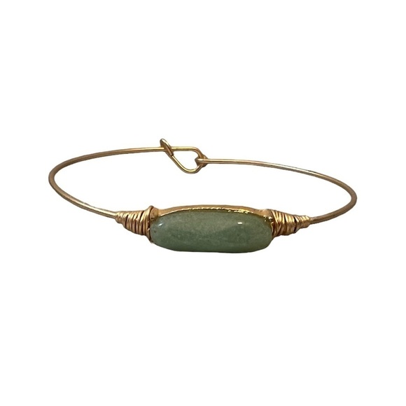 Jewelry - 2/$15 Green Stone Gold Tone Wire Bracelet | Minimalist Bangle Bracelet